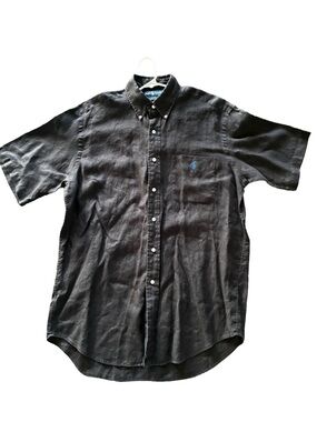 Ralph Lauren Blaire Linen Shirt M Black Vintage